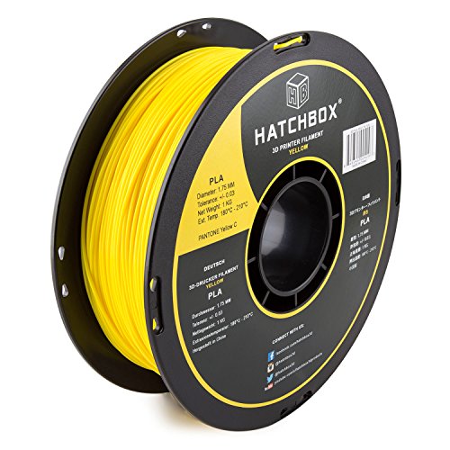 Image of HATCHBOX 3D PLA-1KG1.75-YLW PLA 3D Printer Filament, Dimensional Accuracy + /- 0.05 mm, 1 kg Spool, 1.75 mm, Yellow