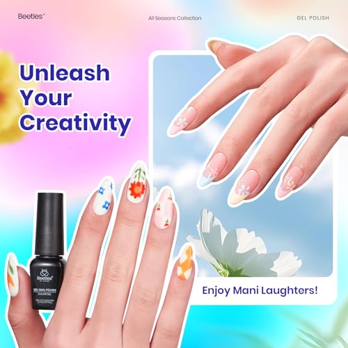 Image of Beetles Pastel Gel Polish Set, Rustic Sonata Collection, 25 Colors | Yellow Orange Blue Pink Jelly with Base Glossy Matte Top Coat DIY Salon Soak Off UV Led Nails Gifts for Women