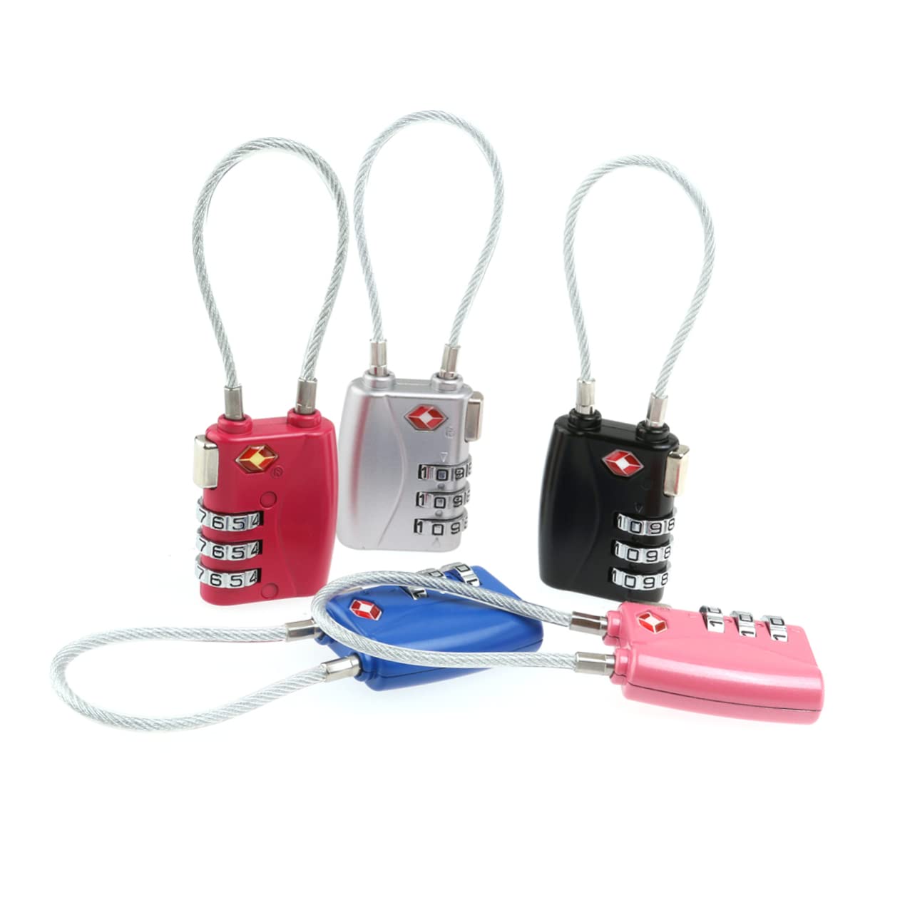 SHINEOFI 6 Stck Teiliges Tsa Zugelassenes Kabel Gepäckschloss Stelliges Zahlenschloss Robuster Kleines Vorhängeschloss für Koffer Rucksack Reisetasche Schwarz Blau