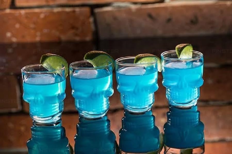 FINSTER Skull Shot Glass Set of 6-50ml, Transparent Crystal Stylish Design Vodka Shot Tequila Shot Zambun Shot Glasses 3