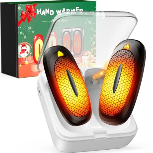 Handwärmer Elektrisch 2er Pack,14000mAh Hand Warmers Wiederaufladbar mit Ladecase,3 Heizstufen Doppelter Heizung Handwärmer USB C Aufladbar für Skifahren, Camping Geschenk (Schwarz)