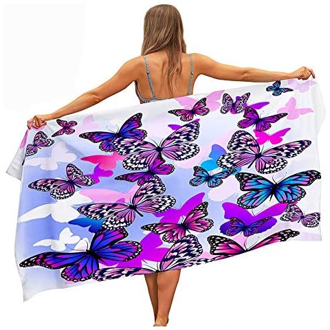 Surwin Butterfly Print Microfibre Beach Towel Cover