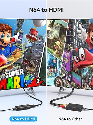 ABLEWE N64 to HDMI Converter, N64 HDMI Adapter, HD Link Cable for Converts N64 Game Console Video Signal to HDMI Signal, Support 720P/1080P Conversion Compatible with N64/Game Cube/SNES