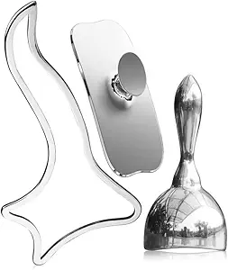 ONUEMP 3-in-1 Stainless Steel Massage Therapy Tools - Ice Gua Sha Muscle Scraper, Fascia Brush & Body Sculpting Cup, Maderoterapia Kit Colombiana for Lymphatic Drainage, Anti Cellulite, Deep Tissue