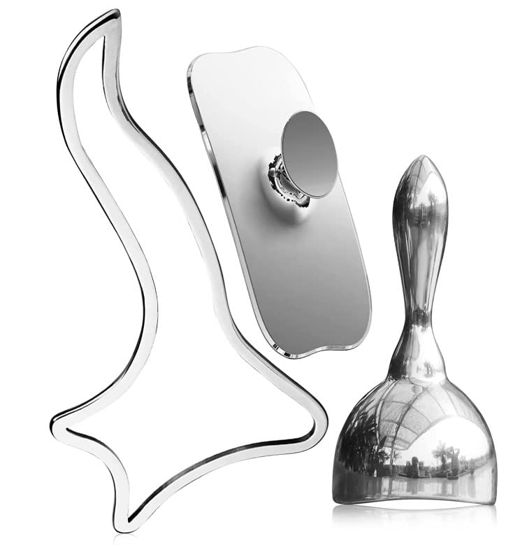 ONUEMP 3-in-1 Stainless Steel Massage Therapy Tools - Ice Gua Sha Muscle Scraper, Fascia Brush & Body Sculpting Cup, Maderoterapia Kit Colombiana for Lymphatic Drainage, Anti Cellulite, Deep Tissue