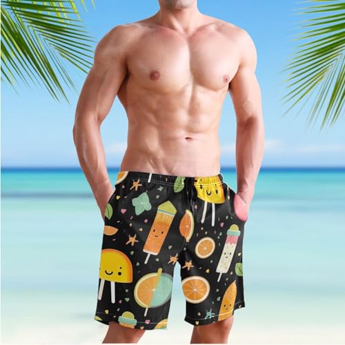 Men's Ice Cream Swim Trunks Shorts Swimwear Beach Board Short Bathing Suits with Mesh Lining and Pockets S 203238524