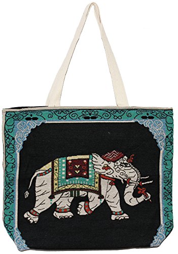 Image of Elephant Bohemian Hippie Bag Top Handle Shoulder Tote Handbag Big Size