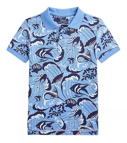POLO RALPH LAUREN Big Boys Cotton Mesh Sealife Polo Shirt 7 Blue Multi