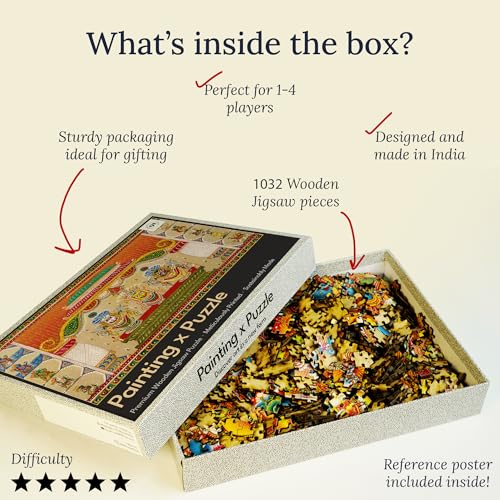 Image of 91 Knots | Lord Jagannath, Subhadra and Balabhadra 1000 Pieces Premium Wooden Jigsaw Puzzle for Adults and Kids 12+ Years | Painting Puzzle with Unique Cuts | Festival Gifts for Parents and Friends