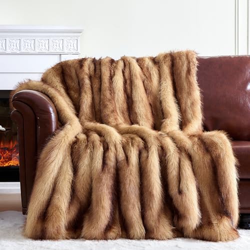 Fluffy Faux Fur Throw Blanket – Super Soft Warm Thick Plush Blank...
