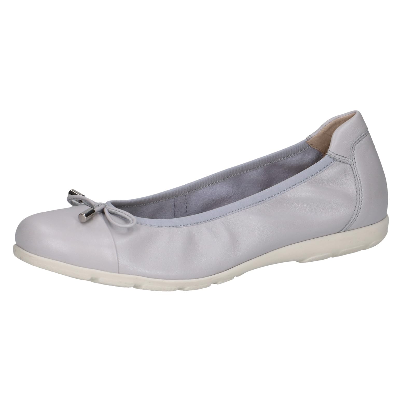 CAPRICE Women Ballet Flats Leather Bow, Gray (Lt.Blue Perl), 6.5 UK