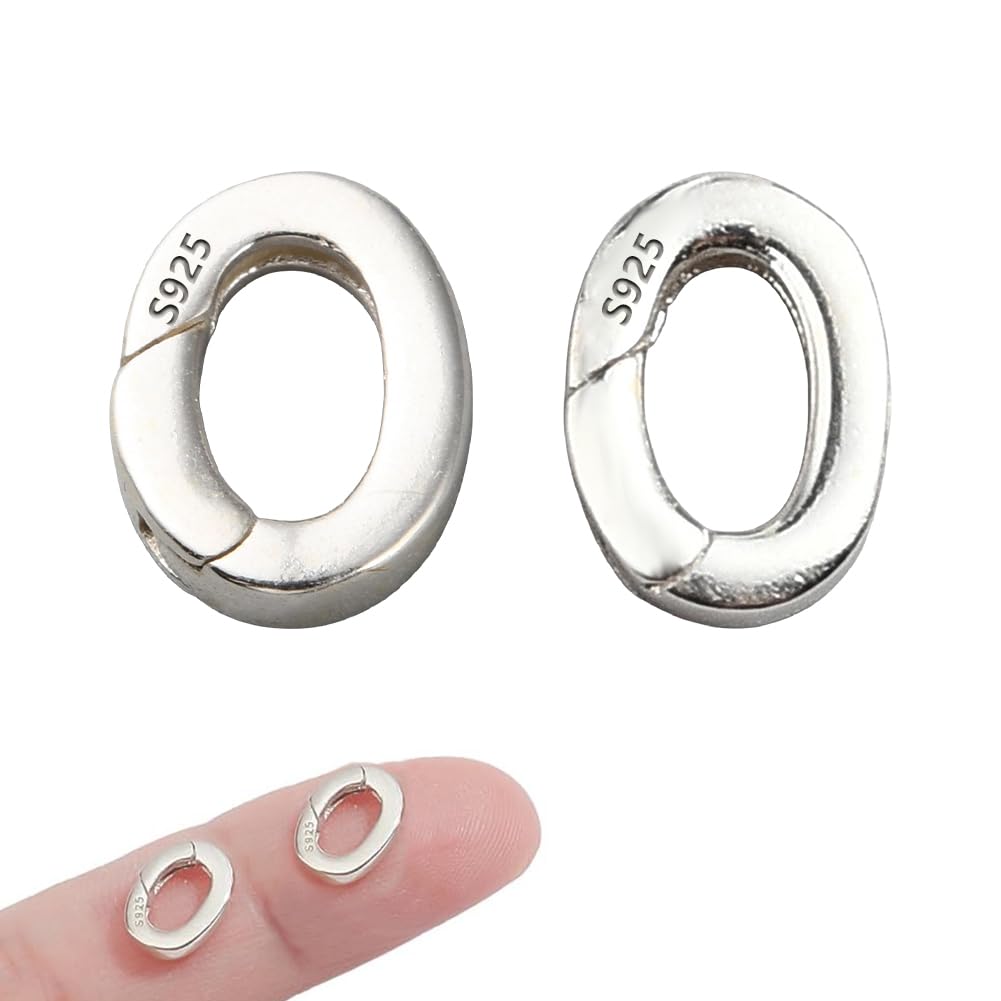 NBEADS 2 pz 925 clip per Anello Collana In Argento Sterling, 2 Dimensioni Chiusura A Molla per Anello A Molla per Perle Chiusure per Collane Chiusure A Molla per Bracciale, Portachiavi