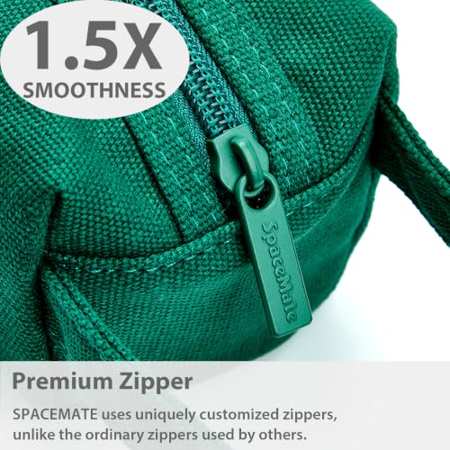 Image of SPACEMATE Pencil Case Pouch Box Bag School Supplies Girls Boys Kids, Cute Preppy Stuff Large Big Capacity Aesthetic Canvas Pen Organizer, Back to College Stationary, Green, Simple Style, 1200ml