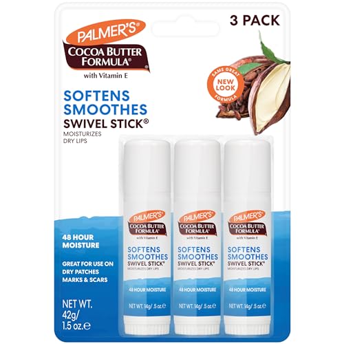 Palmer's Cocoa Butter Formula Moisturizing Swivel Stick with Vitamin E, Lip Balm Easter Basket Stuffer, Face & Body Moisturizer Stick Ideal for Treating Dry Skin Patches (Pack of 3)