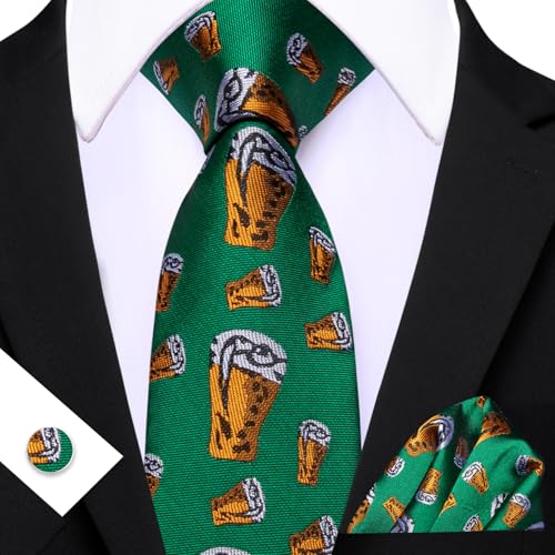 Image of Barry.Wang Classic Mens Ties Silk Necktie Pocket Square Cufflinks Set Woven Designer Wedding Business