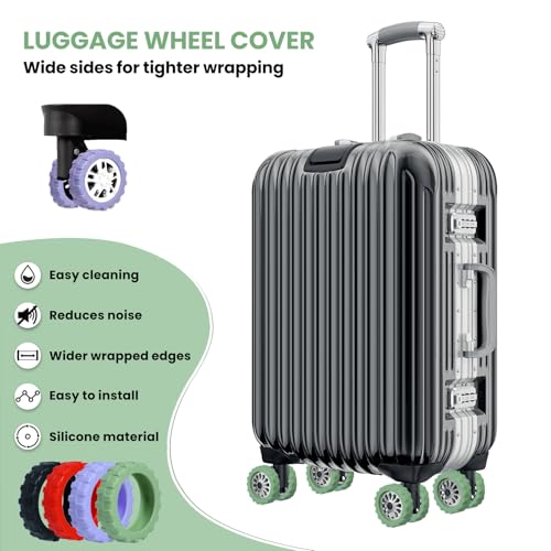 8 - Piece Luggage Wheel Covers Carry On Luggage Suitcases,Wear-Resistant, Anti-Noise, Silicone Wheel Protective Covers Silicon Protective Cover for Spinner Wheel, Essential Travel Accessories3