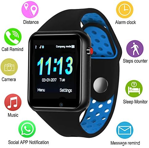 Smart Watches, IOQSOF Touchscreen Bluetooth Smart Watch with Camera, Android Smartwatch, Waterproof Smart Watches Compatible Samsung iOS iPhone X 8 7 6 6S Plus 5 Men Women