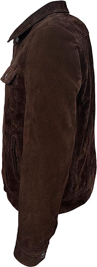 Vintage Trucker Leather Suede Jacket Men - Classic Retro Biker Causal Cafe Racer Jacket Western Cowboy Jacket2