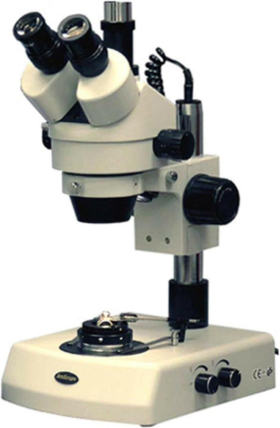 Amscope SM-2TZ-M Digital Professional Trinocular Stereo Zoom Microscope, WH10x Eyepieces, 3.5X-90X Magnification, 0.7X-4.5X Zoom Objective, Upper and Lower Halogen Lighting, Pillar Stand, 110V-120V, Includes 0.5X and 2.0X Barlow Lenses and 1.3MP Camera with Reduction Lens and Software