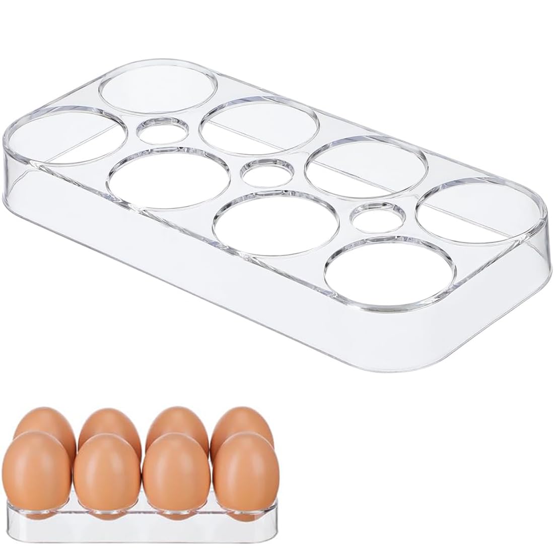 Porta Uova da Frigo, 8-Griglie Contenitore per Uova per Frigorifero, Portauova Frigorifero, Organizzatore per Uova in Plastica per Frigorifero, Vassoio Per Uova in Frigorifero o Sul Piano Di Lavoro