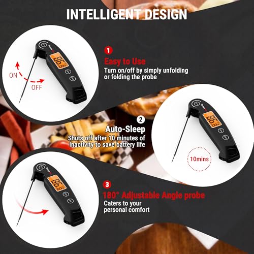 Image of TempPro TP605 Instant Read Meat Thermometer for Cooking, Waterproof Digital Food Thermometer with Large Backlit LCD, Kitchen Thermometer for Grilling, Smoking & Candy Making (Previously ThermoPro)