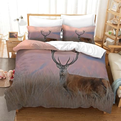 Housse de couette cerf 3D imprimée faune sauvage nature double - 3