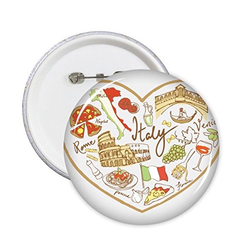 Badge illustration Italie souvenir touristique et culturel lot de 5