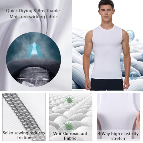 Men's Tank Top Compression Shirts Athletic Workout Sleeveless Shirts Fit Slimming Body Shaper Vests Shapewear4