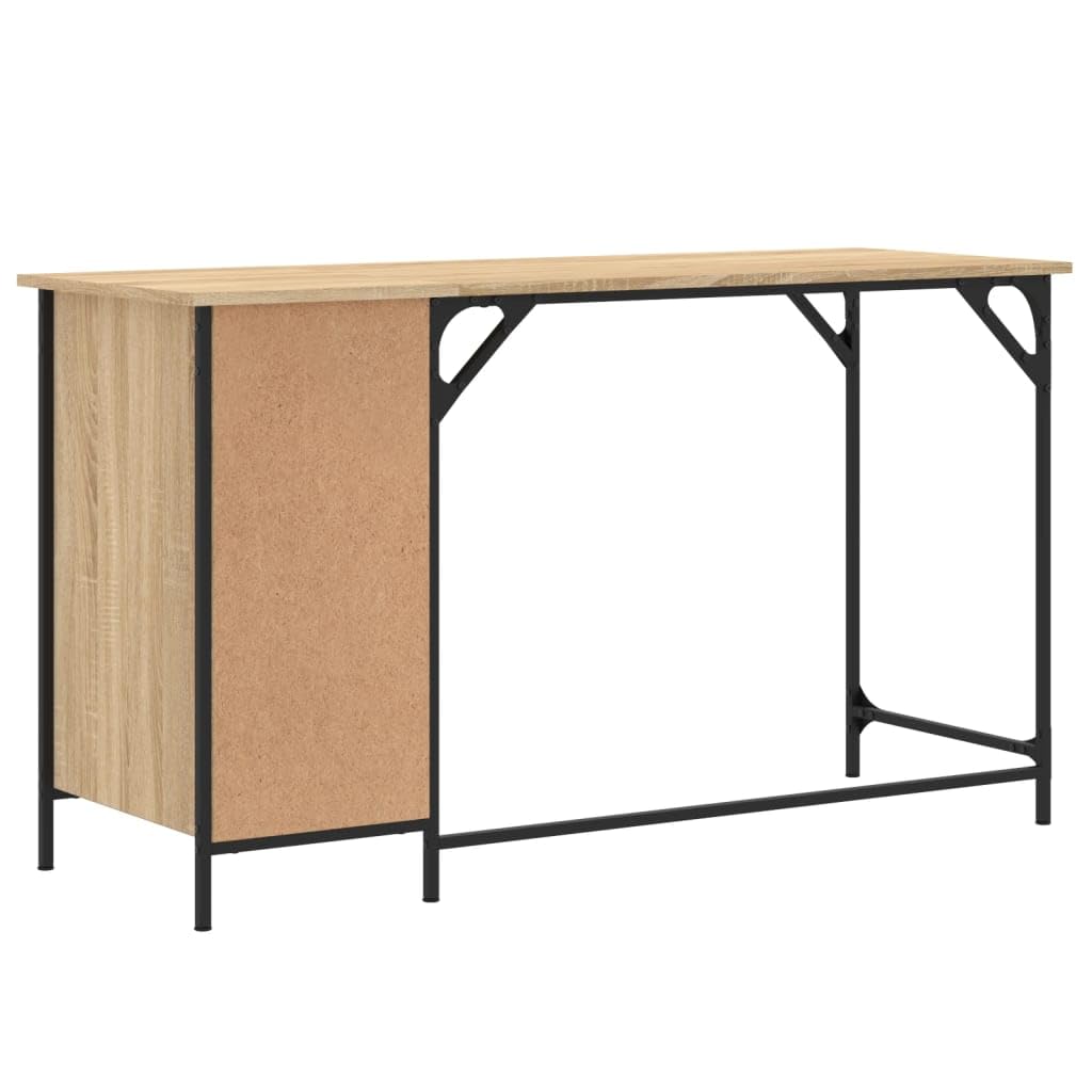 Scrivania per computer in rovere Sonoma, 131 x 48 x 75 cm, in legno con telaio in metallo, ampio spazio di archiviazione, ergonomica, per ufficio, casa e cameretta dei bambini, salvaspazio e