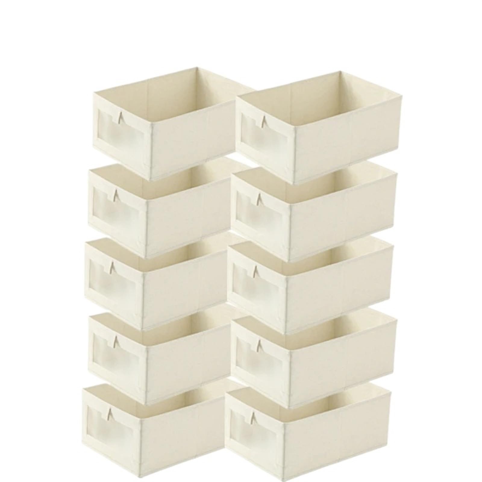 Scatola Di Immagazzinaggio Pieghevole Scatola portaoggetti pieghevole in lino di cotone da 10 pezzi con finestra, scatola portaoggetti pieghevole for cassetti armadio, scatola portaoggetti for vestiti