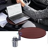 JADO 車 テーブル ドリンクホルダーに取付 助手席/後部座席/運転席対応 車載 パソコンテーブル ラップデスク トレイ 360°回転 軽量 マグネットロック式 高さ調整可能 すり傷防止 バーチ材天板+アルミ合金 収納可能 取付簡単 (ウォールナット色)