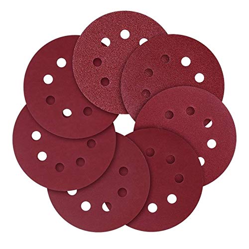 CCJW Sanding Discs, 5-Inch 8-Hole Hook and Loop,40/80/120/240/320/600/800 Assorted Grits Sandpaper(70 Pack)