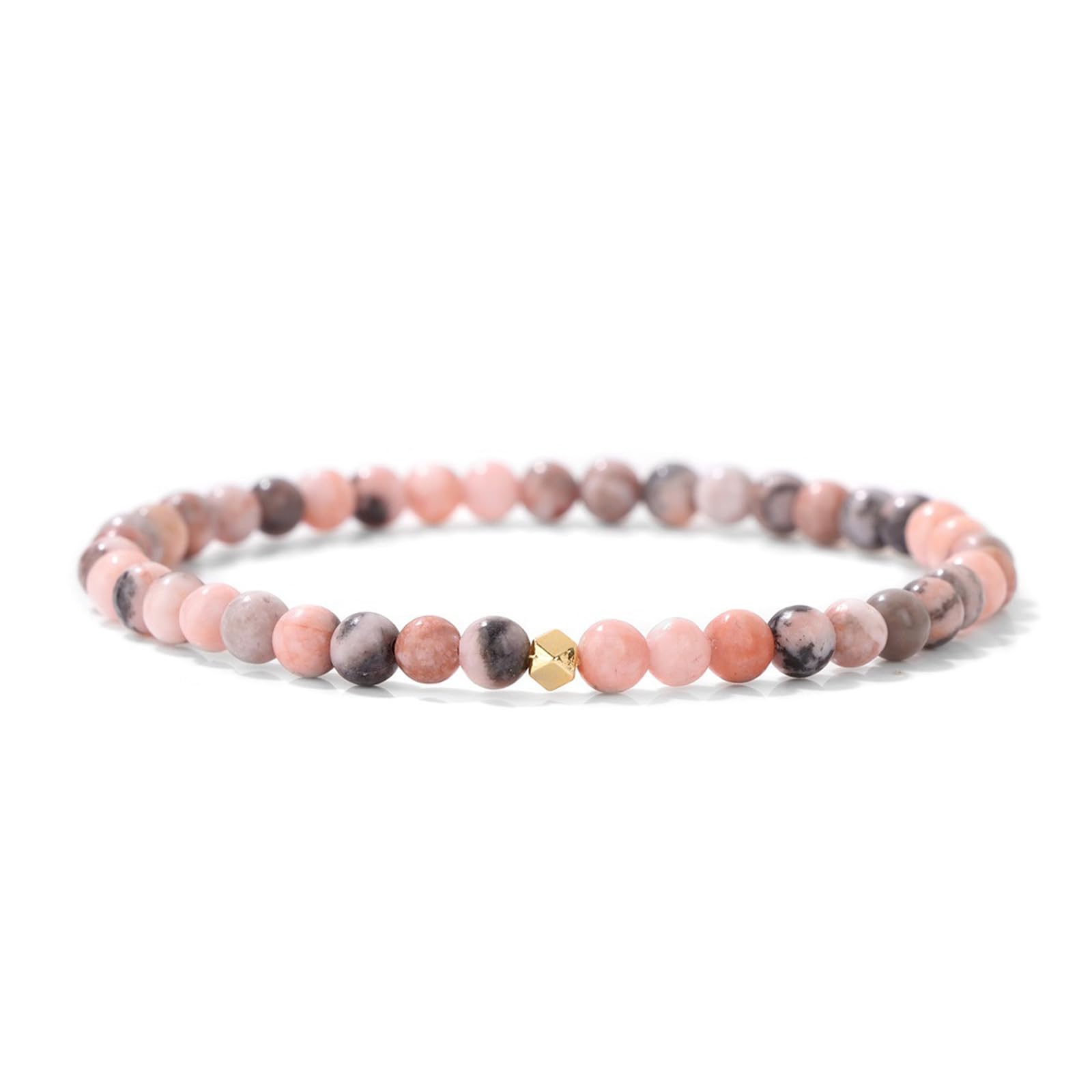 JENCVNL 4mm Naturstein Perlen Stretch Armband Damen Echtes N