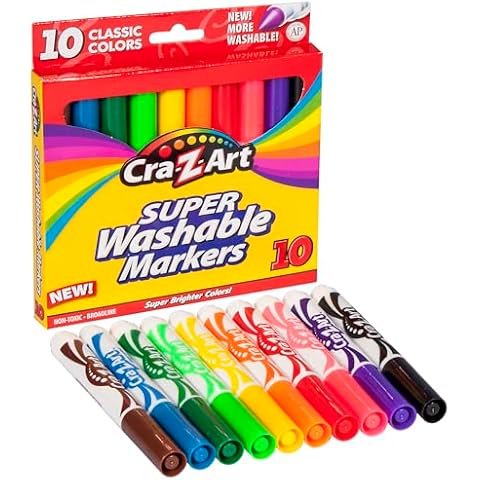 Cra-Z-Art Classic Super Washable Markers, Broad Tip, Assorted Barrel, Assorted Ink, Pack Of 10 Markers Cover