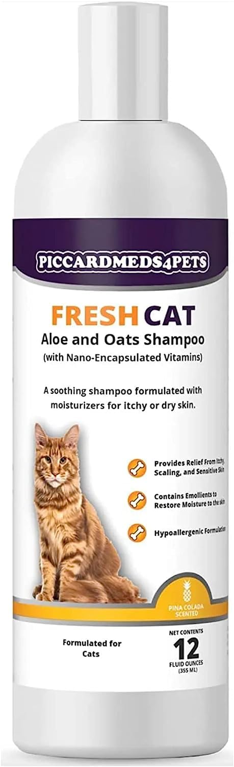 Fresh-Cat Aloe Vera &amp; Oats Shampoo for Cats – Hydrates Dry Skin, Moisturizes, and Promotes Soft, Shiny Coat – 12 oz