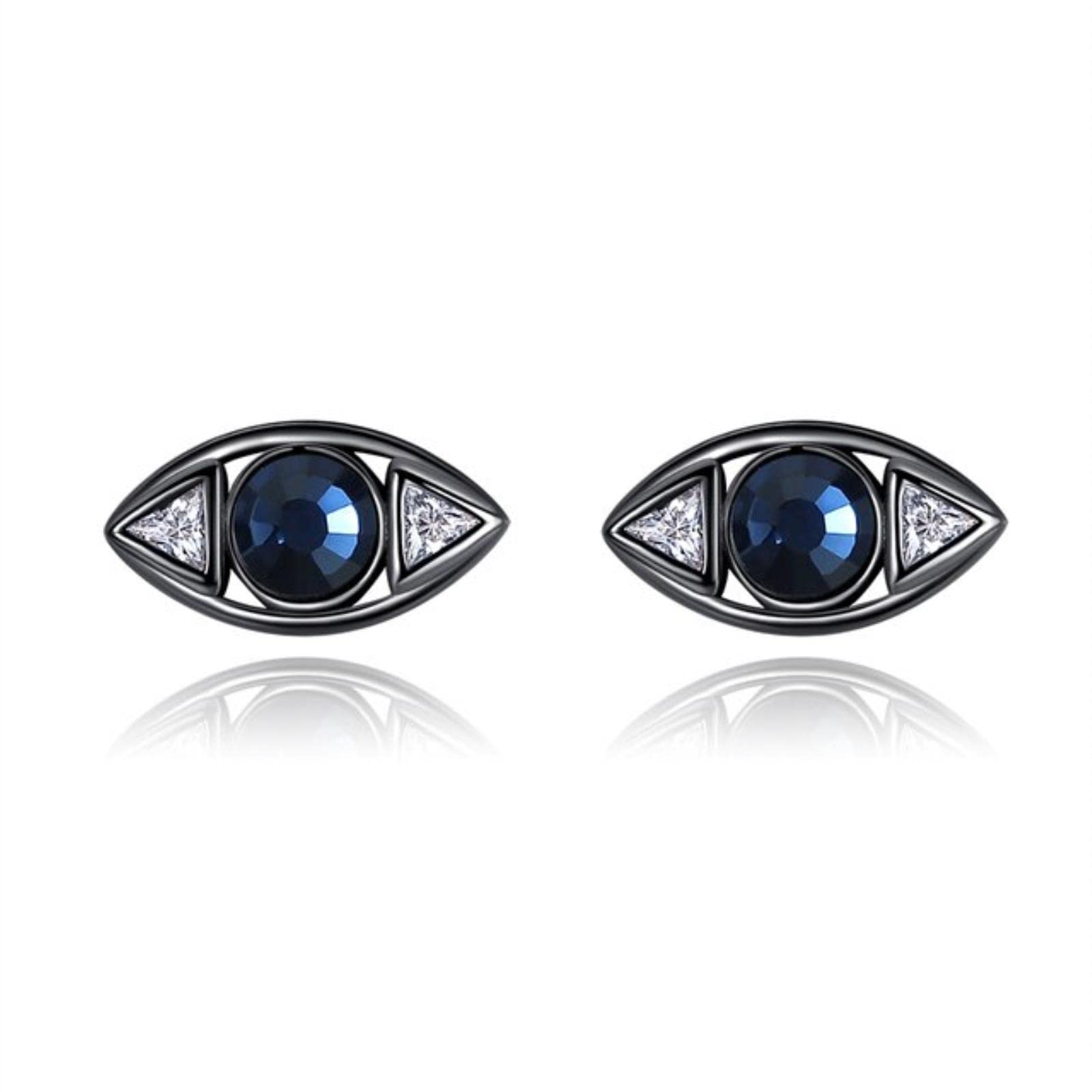 JFGCTYHXY Earrings, Vintage Turkish Evil Eye 925 Sterling Silver Stud s For Women Bohemian Circle Mini Small Jewelry(Black)