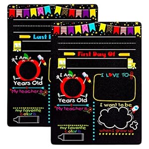 SICOHOME First Day of School Chalkboard Sign 12" First Day and Last Day of School Chalkboard Sign,Double Sided Back to School Photo Prop Chalkboard Sign for Kids Girls Boys Kindergarten Preschool Kids SICOHOME First Day of School Chalkboard Sign 12 First Day and Last Day of School Chalkboard SignDouble Sided Back to School Photo Prop Chalkboard Sign for Kids Girls Boys Kindergarten Preschool Kids
