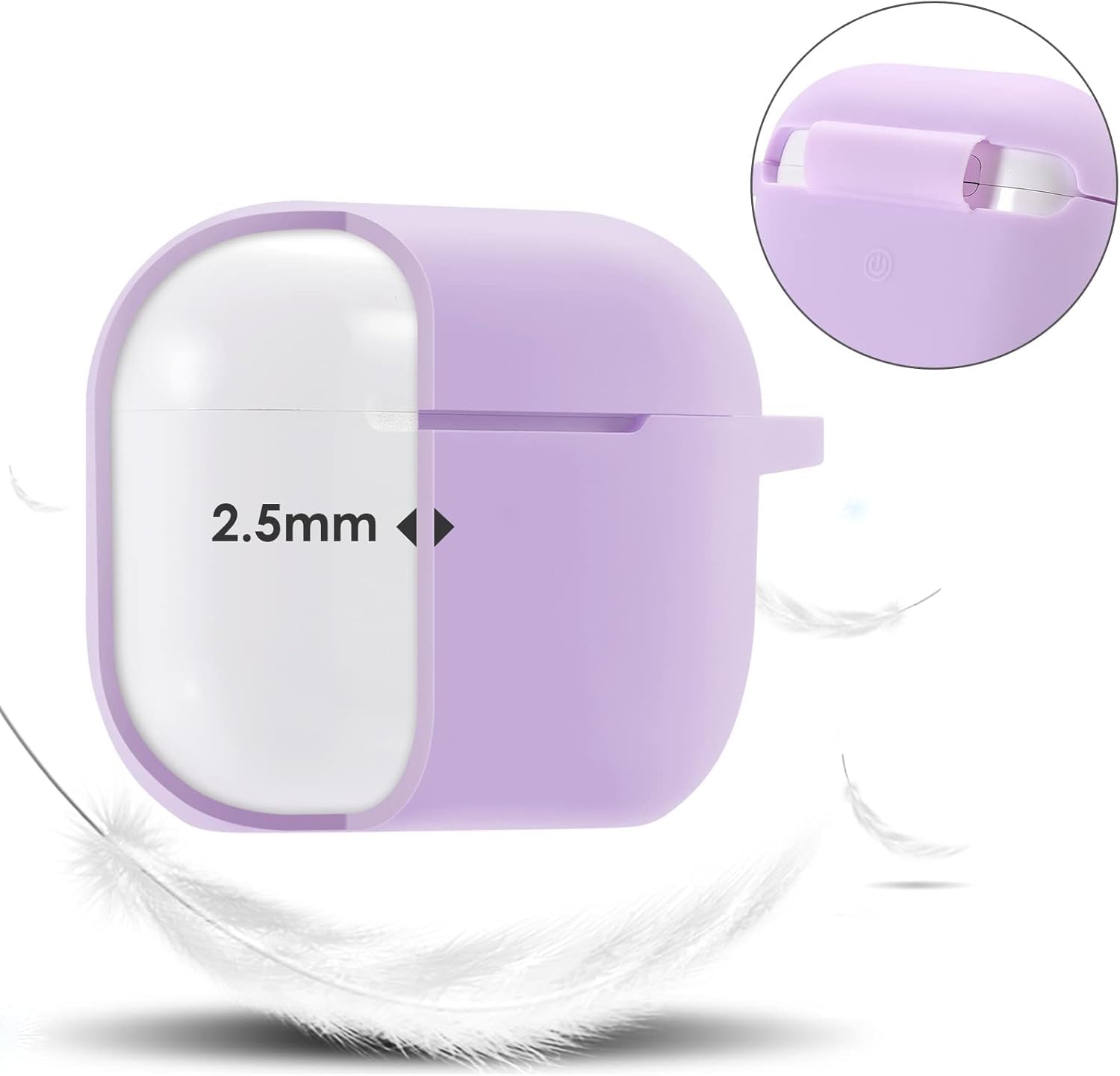 Funda protectora para Airpods de 4ª generación, funda de silicona suave con bonito pompón de bola esponjosa y kit de llavero (morado)