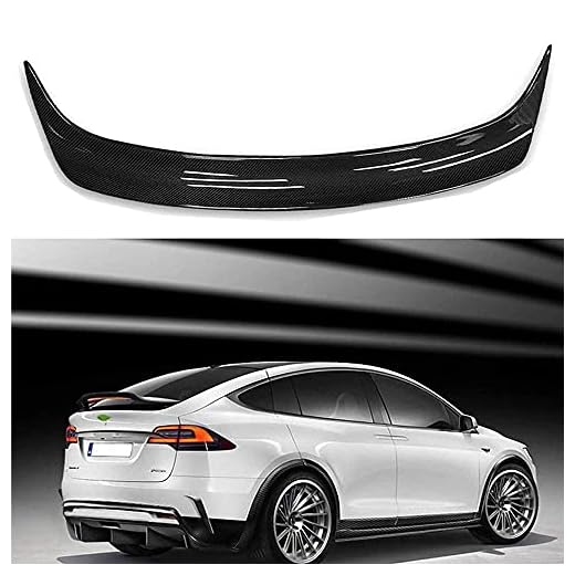 Ylny Real Carbon Fiber Car Rear Spoiler Baklucka Spoiler Rear Trunk Wing Windshield Fit För Tesla Model X Original Style 2016-2019 Ändra Tillbehör