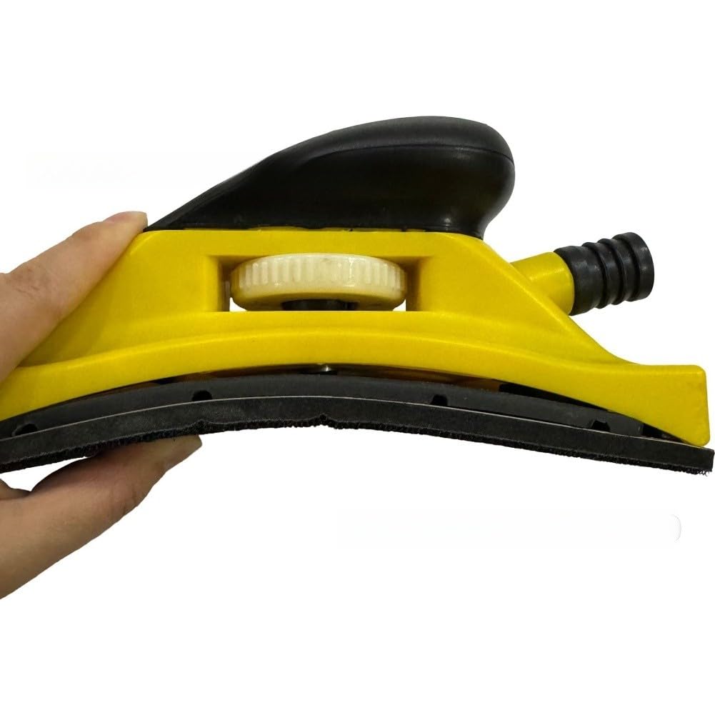 Bloque de lijado manual ajustable con puerto de extracción de polvo y mango ergonómico para restauración de pintura automotriz, amarillo