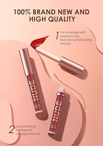 Miniatura 10 de URQT Juego de 12 delineadores de labios y lápiz labial, 6 lápices labiales líquidos mate aterciopelados + 6 delineadores de labios suaves a juego,