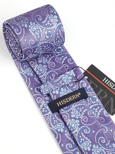 Image of HISDERN Ties for Men Paisley Tie and Pocket Square Woven Classic Floral Mens Ties Handkerchief Set Wedding Party Necktie