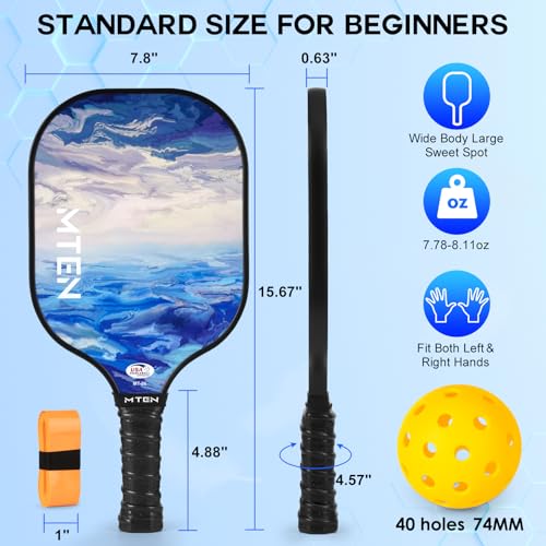 Image of MTEN Pickleball Paddles Set of 2 /4 /1, USAPA Approved Fiberglass Rackets