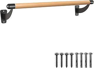 SELEWARE 4-12 ft Long Wood Ballet Barre Wall Mount Barre System for Home or Studio Barre Movements Body Stretch 1.5 inch Dia
