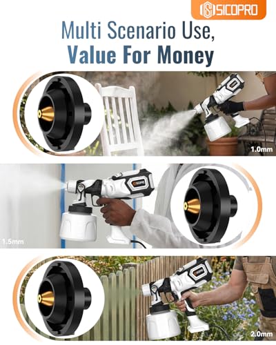 Image of Paint Sprayer, HVLP Paint Sprayer for House Painting,Equipped with LDE Lights Lawn and Garden, Electric Sprayer Gun for Interior Walls, Door, Garden Chairs (White)