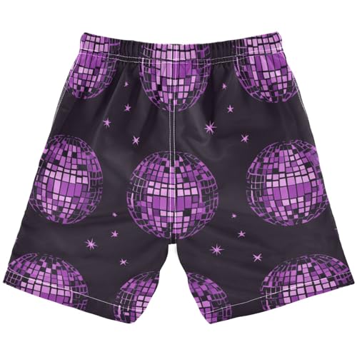 Boys Beach Board Shorts Disco Purple Light Swim Trunk Teen Swimwear 8-16Y2