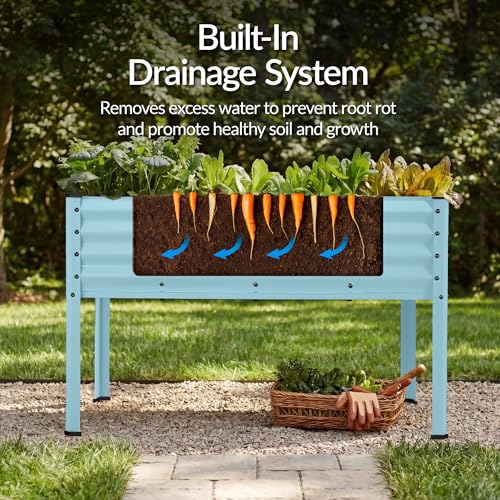 Image of Best Choice Products 48x24x30in Galvanized Raised Garden Bed, Metal Elevated Planter Box, Vegetable Garden for Backyard, Patio, Balcony, 100% Non Toxic Materials - Mist Blue