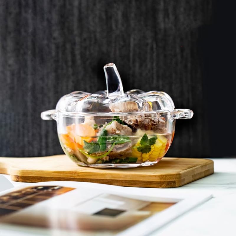 Avastro Capsicum Pumpkin Shape Glass Candy Jar in High White Quality Special Candy Pot with Lid Bowl 500ml Pack of 1 4