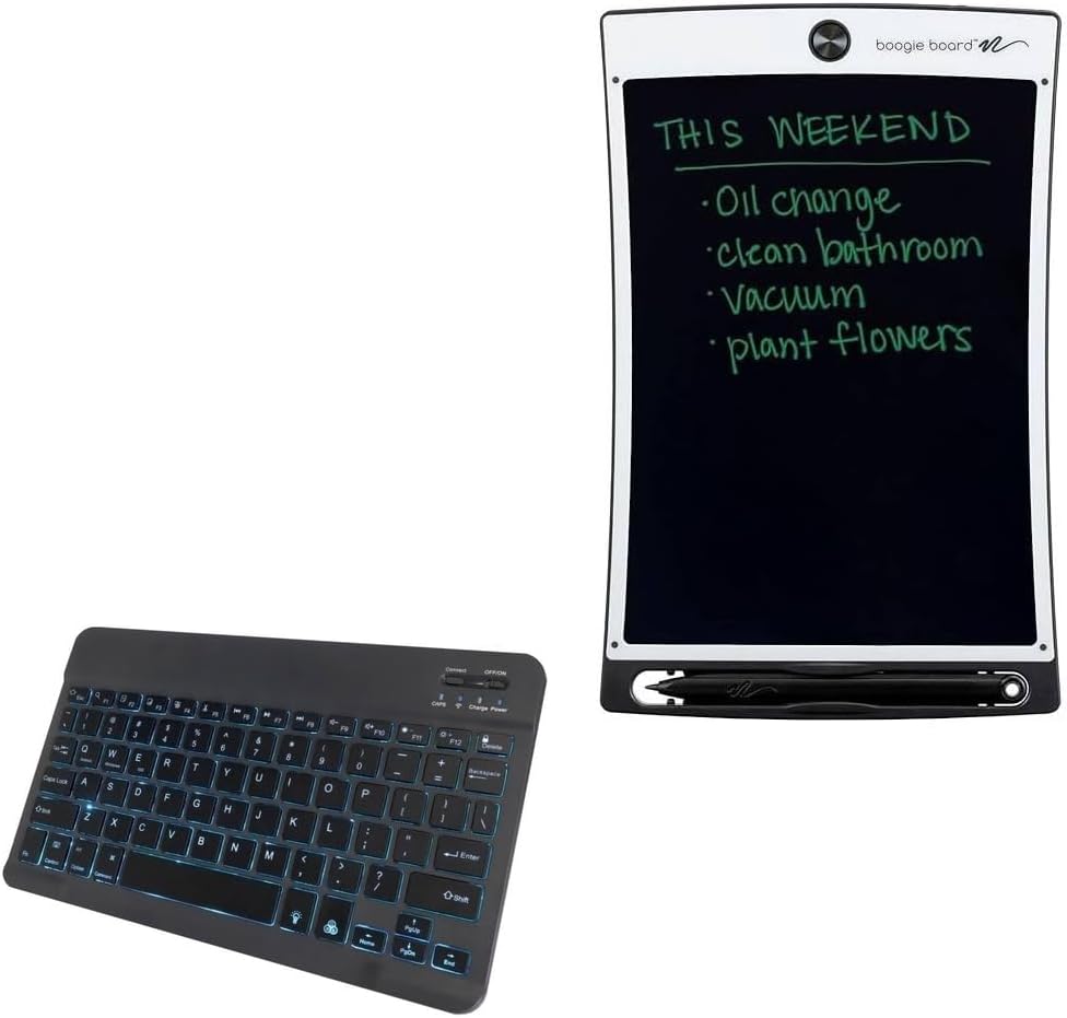 BoxWave Keyboard Compatible with Boogie Board J30760001 (8.5 in) - SlimKeys Bluetooth Keyboard - with Backlight, Portable Slim LED 7 Colors - Jet Black