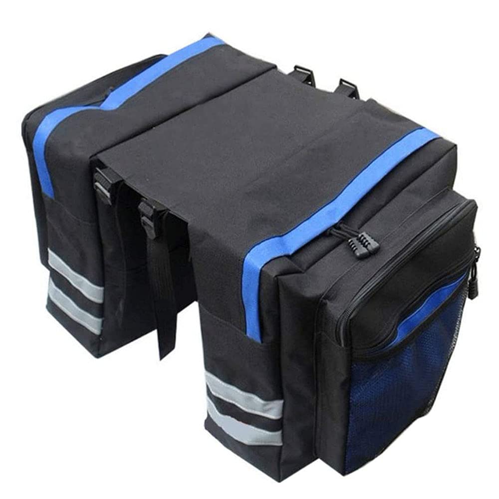 Sacoche Vélo Double Étanche Porte-Bagages Arrière, Bleu | Sacoche Arrière étanche Double Poche, Fermeture Robuste, Sangle Réglable. Ldéale pour Ranger Vêtements, Outils, Courses